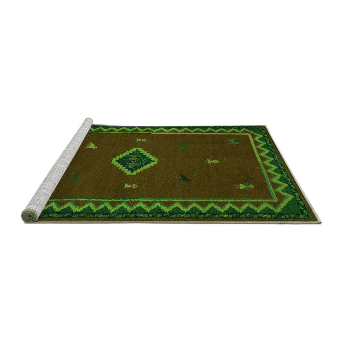 Sideview of Machine Washable Southwestern Green Country Area Rugs, wshabs5205grn