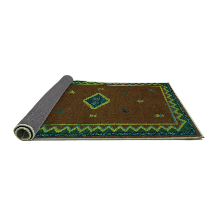 Sideview of Southwestern Turquoise Country Rug, abs5205turq