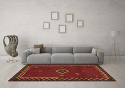 Machine Washable Southwestern Brown Country Rug in a Living Room,, wshabs5205brn