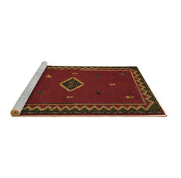 Sideview of Machine Washable Southwestern Brown Country Rug, wshabs5205brn