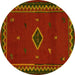 Round Southwestern Yellow Country Rug, abs5205yw