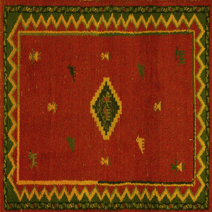Square Southwestern Yellow Country Rug, abs5205yw
