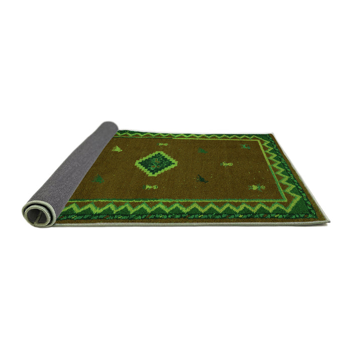 Sideview of Southwestern Green Country Rug, abs5205grn