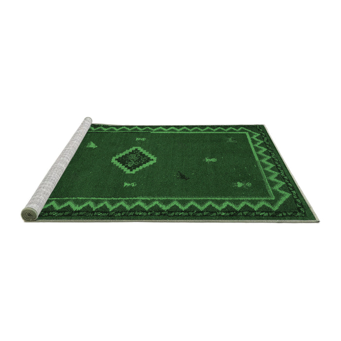 Sideview of Machine Washable Southwestern Emerald Green Country Area Rugs, wshabs5205emgrn