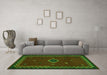 Machine Washable Southwestern Green Country Area Rugs in a Living Room,, wshabs5205grn