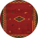 Round Southwestern Orange Country Rug, abs5205org