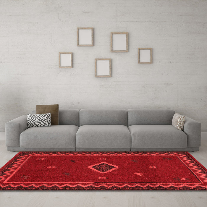 Country Red Washable Rugs