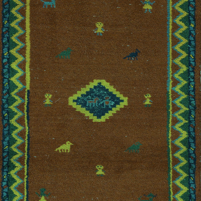 Machine Washable Southwestern Turquoise Country Area Rugs, wshabs5205turq