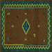 Square Southwestern Turquoise Country Rug, abs5205turq