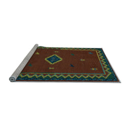 Sideview of Machine Washable Southwestern Light Blue Country Rug, wshabs5205lblu