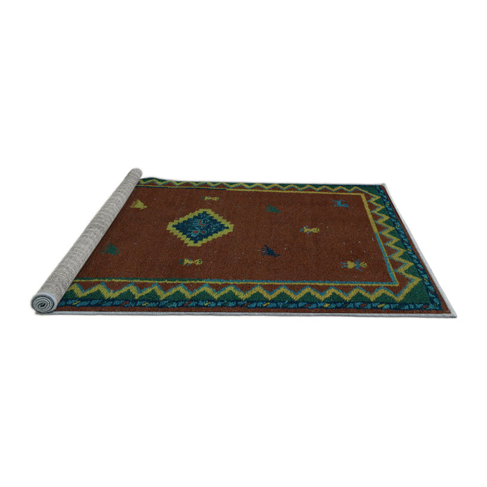 Sideview of Machine Washable Southwestern Light Blue Country Rug, wshabs5205lblu