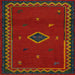 Square Abstract Red Southwestern Rug, abs5205