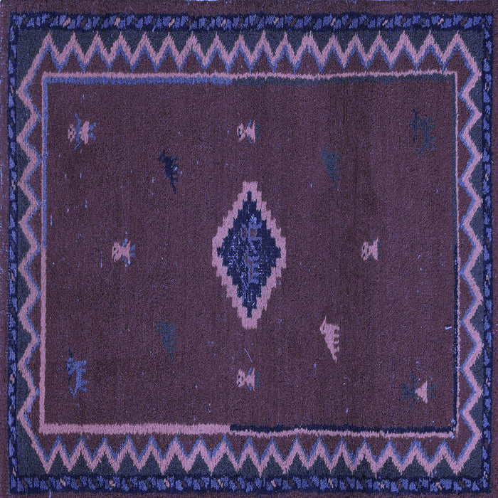 Square Southwestern Blue Country Rug, abs5205blu