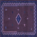 Square Southwestern Blue Country Rug, abs5205blu