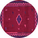 Round Southwestern Pink Country Rug, abs5205pnk