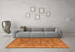 Machine Washable Abstract Orange Modern Area Rugs in a Living Room, wshabs5206org