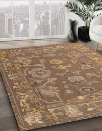 Abstract Sienna Brown Modern Rug, abs5206