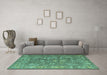 Machine Washable Abstract Turquoise Modern Area Rugs in a Living Room,, wshabs5206turq