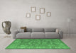 Machine Washable Abstract Emerald Green Modern Area Rugs in a Living Room,, wshabs5206emgrn