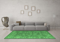 Machine Washable Abstract Emerald Green Modern Rug, wshabs5206emgrn