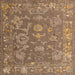 Square Abstract Sienna Brown Modern Rug, abs5206