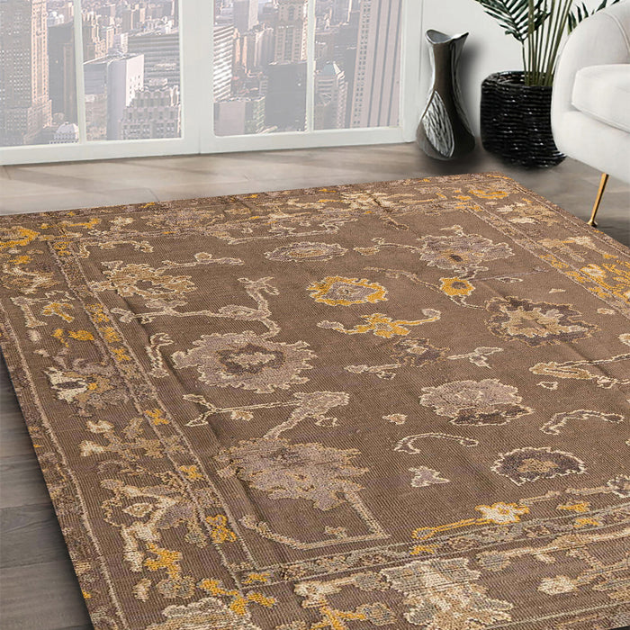Machine Washable Abstract Sienna Brown Rug in a Family Room, wshabs5206