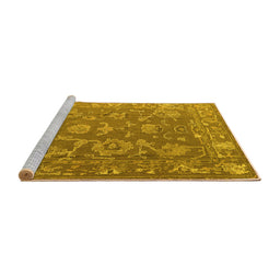 Sideview of Machine Washable Abstract Yellow Modern Rug, wshabs5206yw