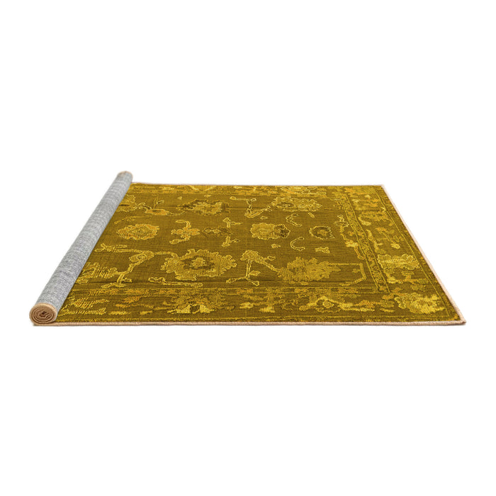Sideview of Machine Washable Abstract Yellow Modern Rug, wshabs5206yw