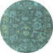 Round Abstract Light Blue Modern Rug, abs5206lblu