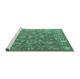 Sideview of Machine Washable Abstract Turquoise Modern Area Rugs, wshabs5206turq