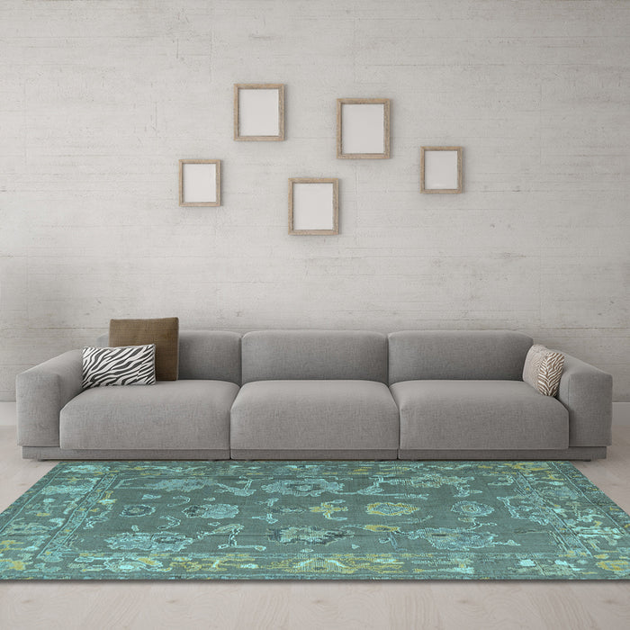 Machine Washable Abstract Light Blue Modern Rug in a Living Room, wshabs5206lblu