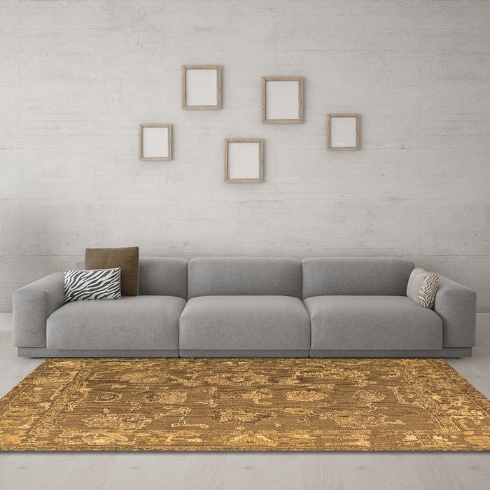 Machine Washable Abstract Brown Modern Rug in a Living Room,, wshabs5206brn