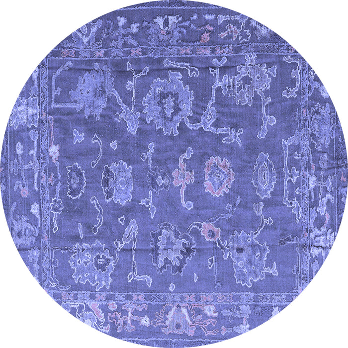 Round Machine Washable Abstract Blue Modern Rug, wshabs5206blu