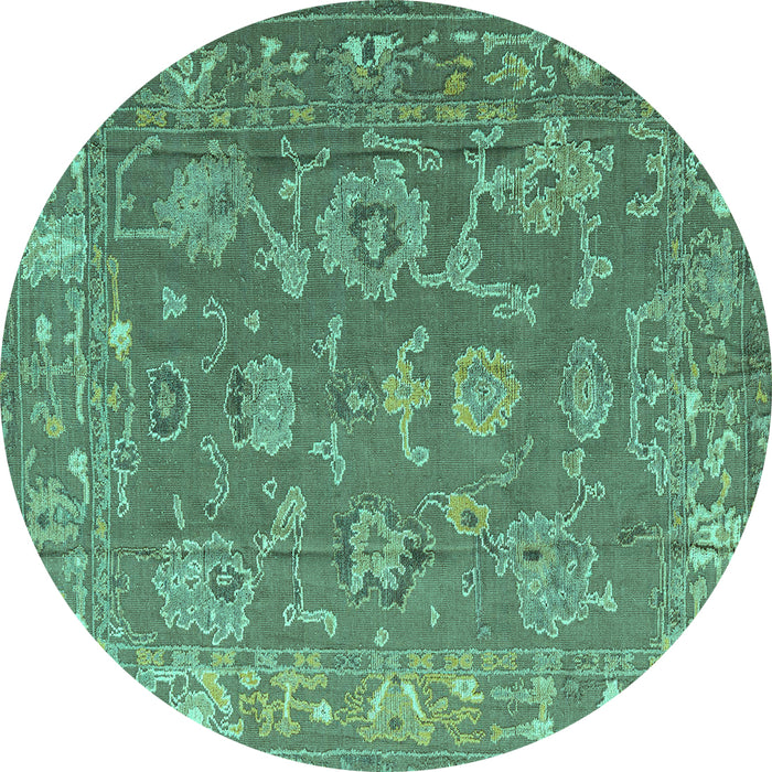 Round Machine Washable Abstract Turquoise Modern Area Rugs, wshabs5206turq
