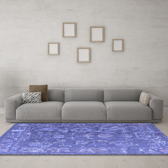 Machine Washable Abstract Blue Modern Rug in a Living Room, wshabs5206blu