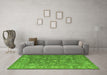 Machine Washable Abstract Green Modern Area Rugs in a Living Room,, wshabs5206grn