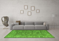 Machine Washable Abstract Green Modern Rug, wshabs5206grn