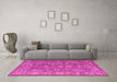 Machine Washable Abstract Pink Modern Rug in a Living Room, wshabs5206pnk