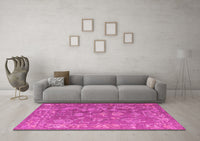 Machine Washable Abstract Pink Modern Rug, wshabs5206pnk