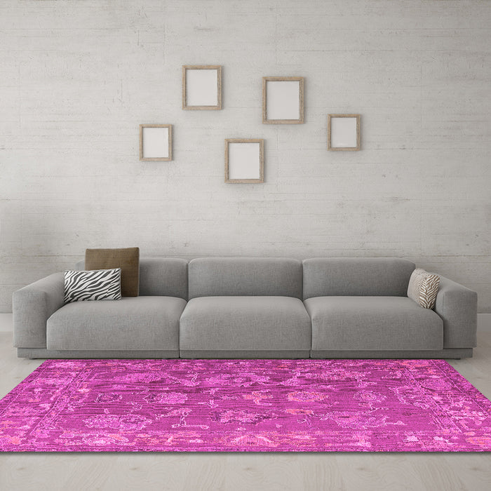 Machine Washable Abstract Pink Modern Rug in a Living Room, wshabs5206pnk