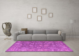 Machine Washable Abstract Purple Modern Area Rugs in a Living Room, wshabs5206pur