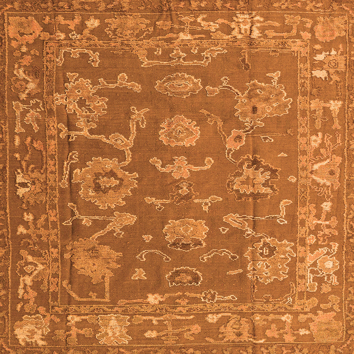 Square Machine Washable Abstract Orange Modern Area Rugs, wshabs5206org