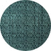 Round Machine Washable Abstract Light Blue Modern Rug, wshabs5207lblu