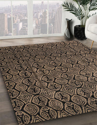 Abstract Dark Almond Brown Modern Rug, abs5207