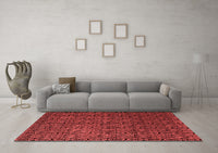 Machine Washable Abstract Red Modern Rug, wshabs5207red