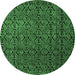 Round Abstract Emerald Green Modern Rug, abs5207emgrn