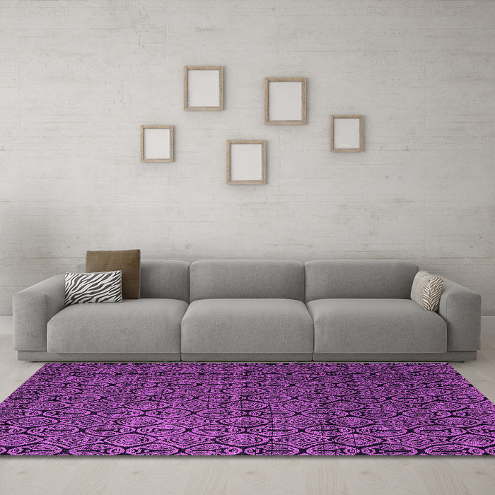 Machine Washable Abstract Purple Modern Area Rugs in a Living Room, wshabs5207pur
