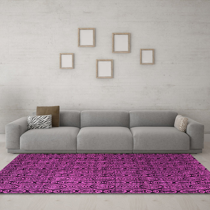Machine Washable Abstract Pink Modern Rug in a Living Room, wshabs5207pnk
