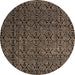 Round Machine Washable Abstract Dark Almond Brown Rug, wshabs5207