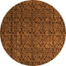 Round Machine Washable Abstract Orange Modern Area Rugs, wshabs5207org